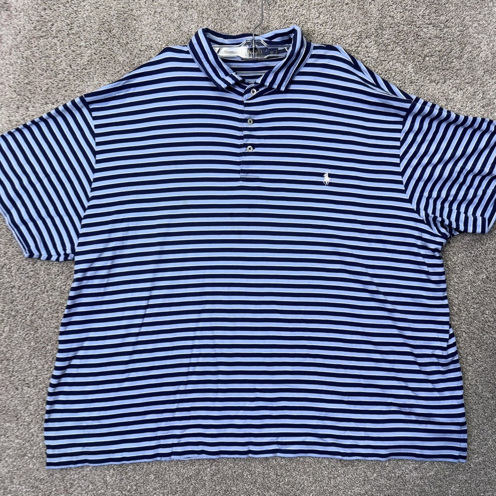 Polo Ralph Lauren Polo Shirt Mens 4XB Classic Fit Blue Navy Striped EUC